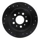 R1 95-97 Volvo 960 Rear Left Drilled & Slotted Black Brake Rotor