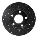 R1 92-05 Audi A6 Quattro Rear Left Drilled & Slotted Black Brake Rotor