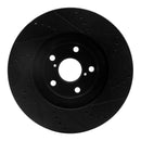 R1 93-98 Toyota Supra Left Front Drilled & Slotted Black Brake Rotor