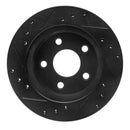 R1 93-98 Ford Thunderbird Rear Right Drilled & Slotted Black Brake Rotor