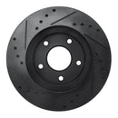 R1 99-01 Infiniti I30 Front Right Drilled & Slotted Black Brake Rotor
