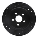 R1 95-07 Chrysler CIRRUS Rear Right Drilled & Slotted Black Brake Rotor