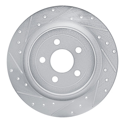 R1 2021-2025 Ford Mustang Mach-E Rear Left Drilled & Slotted Silver Brake Rotor