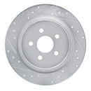 R1 2021-2025 Ford Mustang Mach-E Rear Left Drilled & Slotted Silver Brake Rotor