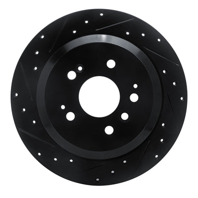 R1 16-25 Honda Ridgeline Rear Left Drilled & Slotted Black Brake Rotor