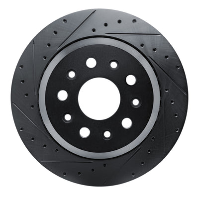 R1 20-25 Jeep Gladiator Rear Left Drilled & Slotted Black Brake Rotor