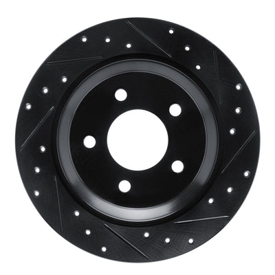 R1 06-15 Mazda 5 Rear Right Drilled & Slotted Black Brake Rotor
