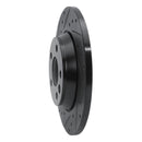 R1 01-03 Volkswagen EuroVan Rear Left Drilled & Slotted Black Brake Rotor