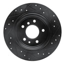 R1 89-95 BMW 530I Rear Left Drilled & Slotted Black Brake Rotor