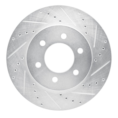 R1 02-06 Ford Expedition Front Right Drilled & Slotted Silver Brake Rotor