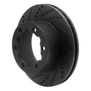 R1 06-25 American Coach Patriot Rear Left Drilled & Slotted Black Brake Rotor