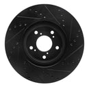 R1 07-20 Acura MDX Front Left Drilled & Slotted Black Brake Rotor