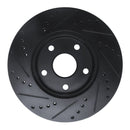 R1 91-97 Toyota Previa Front Right Drilled & Slotted Black Brake Rotor
