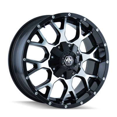 Mayhem 8015 Warrior 20x9 / 8x165.1 BP / 18mm Offset / 124.1mm Hub Gloss Black Milled Wheel