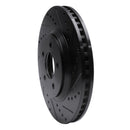 R1 05-14 Ford Mustang Front Right Drilled & Slotted Black Brake Rotor