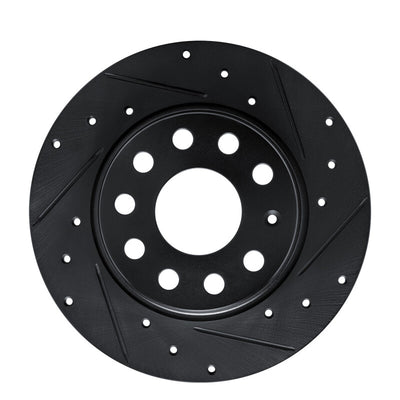 R1 17-25 Audi Q2 (Mexico) Rear Right Drilled & Slotted Black Brake Rotor