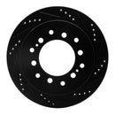 R1 01-09 Lexus GX470 Rear Right Drilled & Slotted Black Brake Rotor