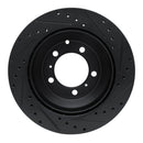 R1 -23 Porsche Cayenne Rear Left Drilled & Slotted Black Brake Rotor