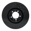 R1 10-24 Audi RS e-Tron GT Right Front Drilled & Slotted Black Brake Rotor