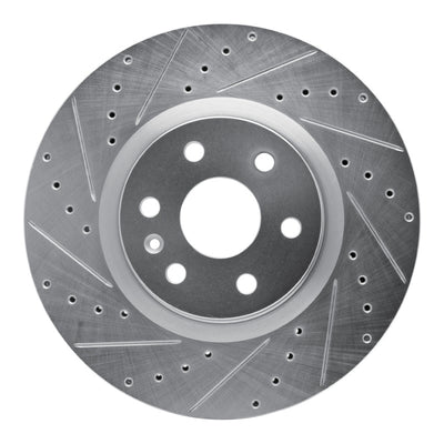R1 10-16 Cadillac SRX Front Left Drilled & Slotted Silver Brake Rotor