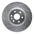 R1 10-16 Cadillac SRX Front Left Drilled & Slotted Silver Brake Rotor