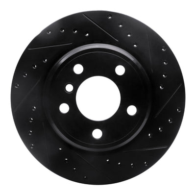 R1 02-06 BMW X5 Rear Right Drilled & Slotted Black Brake Rotor