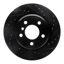 R1 02-06 BMW X5 Rear Right Drilled & Slotted Black Brake Rotor