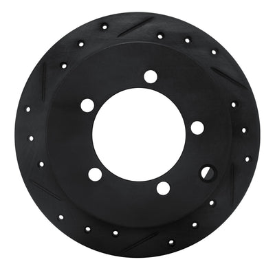 R1 97-04 Mitsubishi DIAMANTE Rear Left Drilled & Slotted Black Brake Rotor