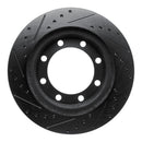R1 95-99 Ford F-350 4WD (Excl Super Duty) Front Right Drilled & Slotted Black Brake Rotor