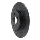 R1 15-20 Jaguar E-Pace Rear Right Drilled & Slotted Black Brake Rotor