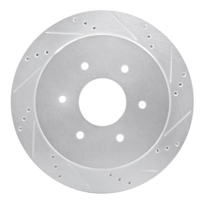R1 17-24 Nissan Titan Rear Right Drilled & Slotted Silver Brake Rotor