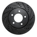 R1 04-08 Chrysler Pacifica Front Right Drilled & Slotted Black Brake Rotor