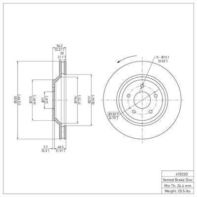 DFC 88-96 Chevrolet Corvette Right Front Brake Rotor