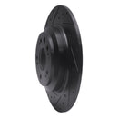 R1 09-14 Acura TL Rear Left Drilled & Slotted Black Brake Rotor