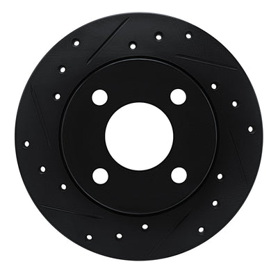 R1 78-90 Dodge Omni Front Left Drilled & Slotted Black Brake Rotor