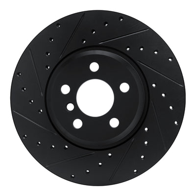 R1 18-25 BMW 430I xDrive Gran Coupe Front Left Drilled & Slotted Black Brake Rotor