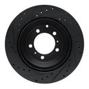 R1 -23 Porsche Cayenne Rear Right Drilled & Slotted Black Brake Rotor
