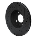 R1 88-06 Nissan NX Front Left Drilled & Slotted Black Brake Rotor