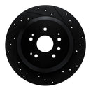 R1 14-16 Acura MDX Rear Right Drilled & Slotted Black Brake Rotor