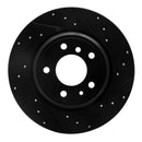 R1 91-01 BMW 850CI Rear Right Drilled & Slotted Black Brake Rotor
