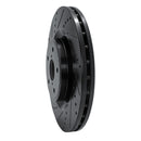 R1 18-25 Subaru WRX Front Left Drilled & Slotted Black Brake Rotor