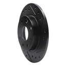 R1 90-93 Mazda Miata Rear Right Drilled & Slotted Black Brake Rotor