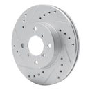 R1 99-07 Suzuki Aerio Front Left Drilled & Slotted Silver Brake Rotor