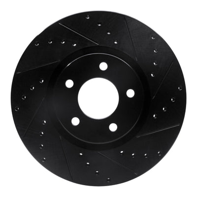 R1 07-13 Mazda 3 Front Right Drilled & Slotted Black Brake Rotor