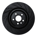 R1 2017-2020 Jaguar I-Pace Rear Left Drilled & Slotted Black Brake Rotor