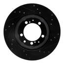 R1 87-97 Porsche 944 Except Turbo Rear Left Drilled & Slotted Black Brake Rotor