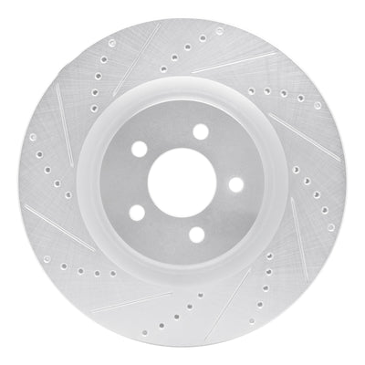 R1 07-14 Ford Mustang Front Left Drilled & Slotted Silver Brake Rotor