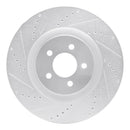 R1 07-14 Ford Mustang Front Drilled & Slotted Silver Brake Rotor Set