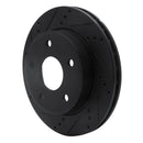 R1 05-11 Dodge Dakota 4WD Front Left Drilled & Slotted Black Brake Rotor