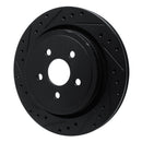 R1 89-95 Chrysler LeBaron Rear Left Drilled & Slotted Black Brake Rotor